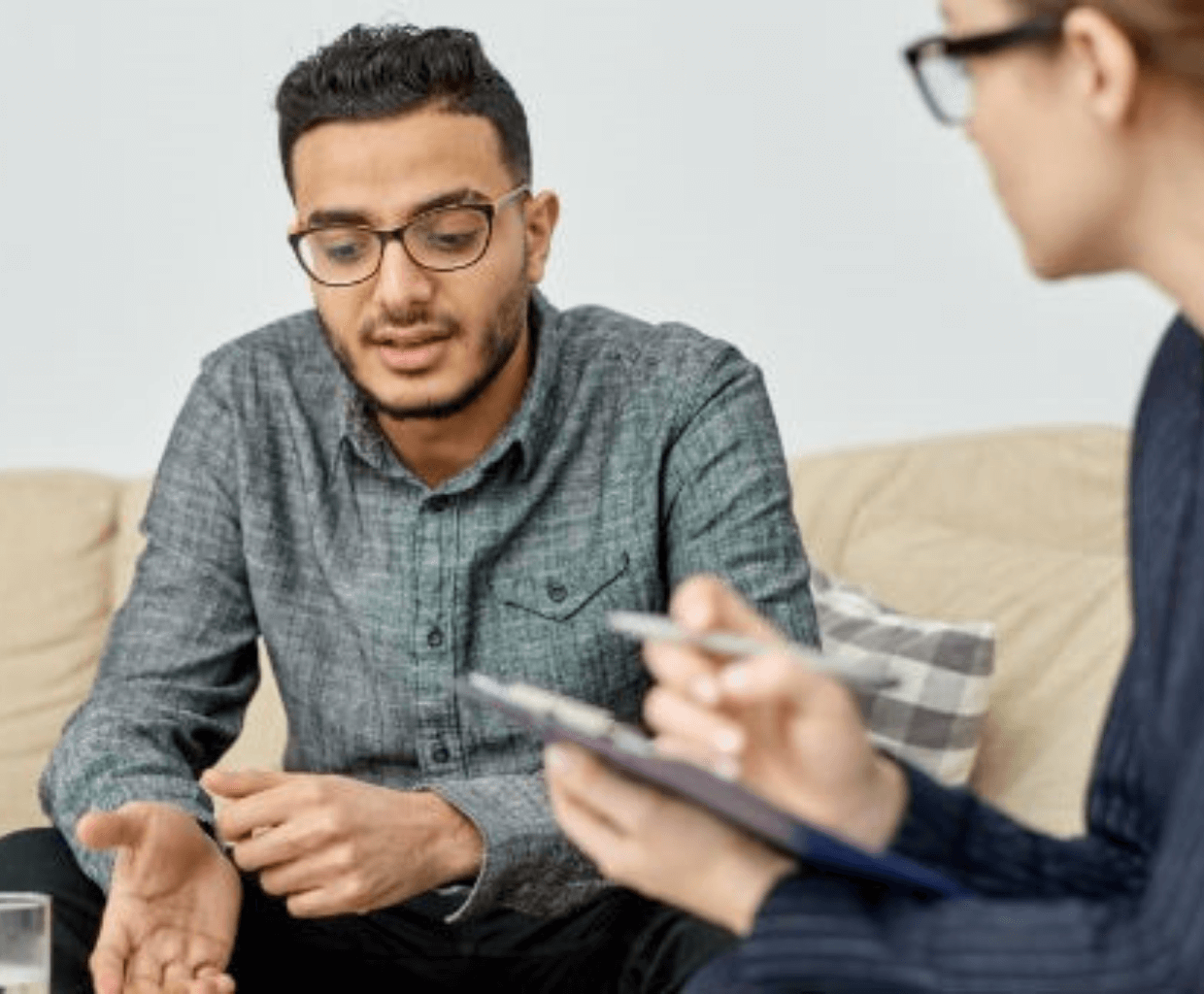 a man in a counselling session